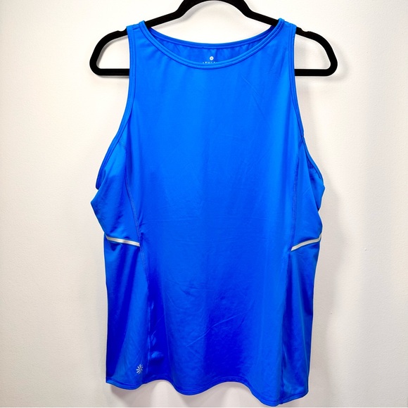 Athleta Tops - Athleta Luster High Neck Reflective Tank, Macaw Blue, XL